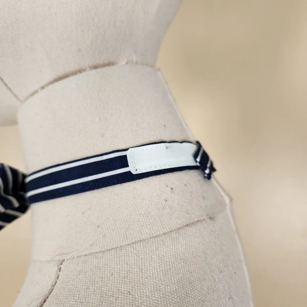Navy/White Striped Bowtie